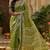 Mehendi linen digital print work saree with unstitched blouse piece