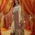 Off white viscose silk position print saree with contrast blouse piece