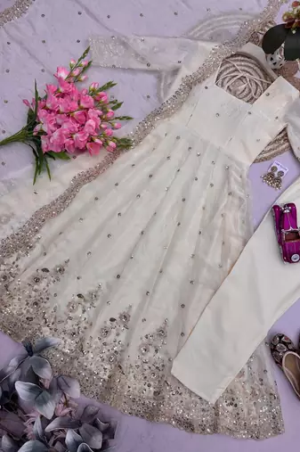 Heavy fendy silk embroidered sequince work wedding kurta set
