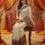 Off white viscose silk position print saree with contrast blouse piece