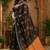 Black orange linen digital print work saree with unstitched blouse piece