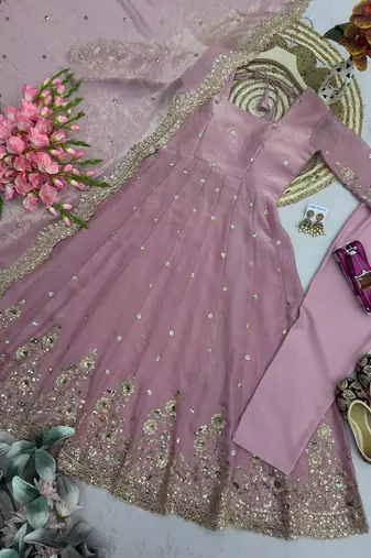 Heavy fendy silk embroidered sequince work wedding kurta set