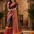 Black red linen digital print work saree with unstitched blouse piece