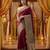 Magenta viscose silk position print saree with contrast blouse piece