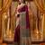 Magenta viscose silk position print saree with contrast blouse piece