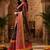 Black red linen digital print work saree with unstitched blouse piece