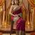 Magenta viscose silk position print saree with contrast blouse piece