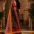 Black red linen digital print work saree with unstitched blouse piece