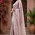 Dusty onion linen digital print work saree with unstitched blouse piece