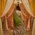 Green viscose silk position print saree with contrast blouse piece
