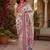 White pink linen digital print work saree with unstitched blouse piece