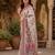 White pink linen digital print work saree with unstitched blouse piece
