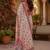 White pink linen digital print work saree with unstitched blouse piece