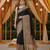 Black viscose silk position print saree with contrast blouse piece