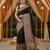 Black viscose silk position print saree with contrast blouse piece