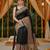 Black viscose silk position print saree with contrast blouse piece