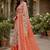 Off white orange linen digital print work saree with unstitched blouse piece