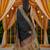 Black viscose silk position print saree with contrast blouse piece