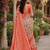 Off white orange linen digital print work saree with unstitched blouse piece