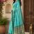 Sky blue rama linen digital print work saree with unstitched blouse piece