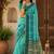 Sky blue rama linen digital print work saree with unstitched blouse piece