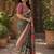 Black pink linen digital print work saree with unstitched blouse piece