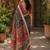Black pink linen digital print work saree with unstitched blouse piece