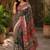 Black pink linen digital print work saree with unstitched blouse piece