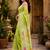 Parrot pink linen digital print saree with unstitched blouse piece