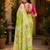 Parrot pink linen digital print saree with unstitched blouse piece