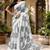 White black linen digital print work saree with unstitched blouse piece