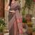 Dusty grey pink linen digital print work saree with unstitched blouse piece