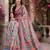 Pink linen digital print work saree with unstitched blouse piece