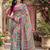 Pink linen digital print work saree with unstitched blouse piece