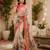 White peach linen digital print work saree with unstitched blouse piece