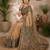 Cram coffee linen digital print work saree with unstitched blouse piece