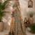 Cram coffee linen digital print work saree with unstitched blouse piece