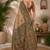 Cram coffee linen digital print work saree with unstitched blouse piece