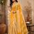 Yellow wine linen digital print work saree with unstitched blouse piece
