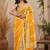 Yellow wine linen digital print work saree with unstitched blouse piece