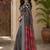 Black linen digital print work saree with unstitched blouse piece
