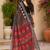Black linen digital print work saree with unstitched blouse piece