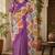 Purple linen digital print work saree with unstitched blouse piece