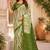 White mehendi linen digital print work saree with unstitched blouse piece