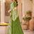 White mehendi linen digital print work saree with unstitched blouse piece