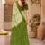 White mehendi linen digital print work saree with unstitched blouse piece