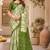 White mehendi linen digital print work saree with unstitched blouse piece