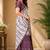 White wine linen digital print work saree with unstitched blouse piece