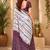White wine linen digital print work saree with unstitched blouse piece