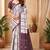 White wine linen digital print work saree with unstitched blouse piece